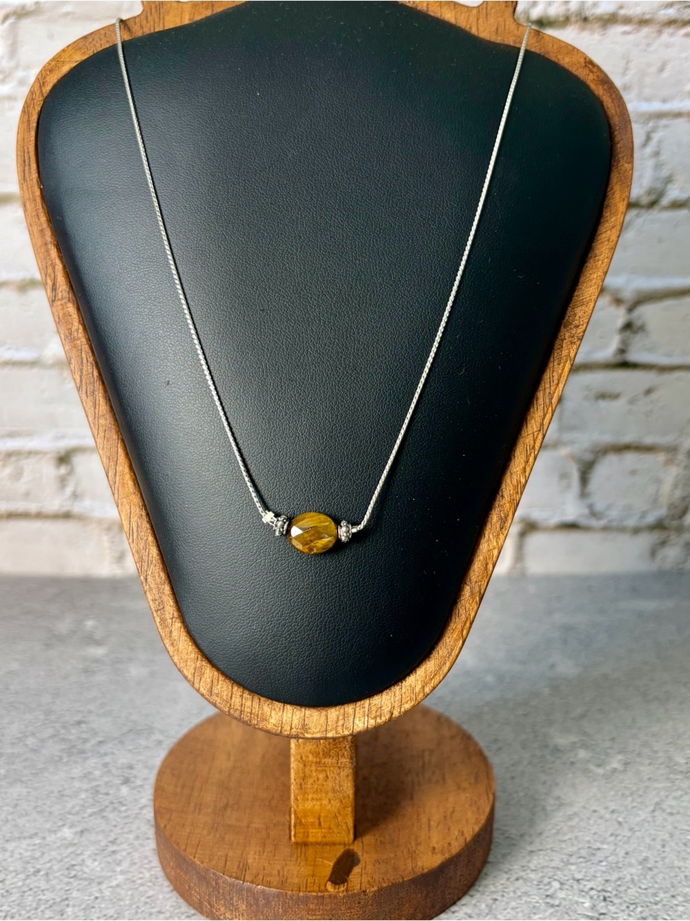 Tiger’s Eye Necklace 925 Sterling Silver Italy 18” Faceted Bead